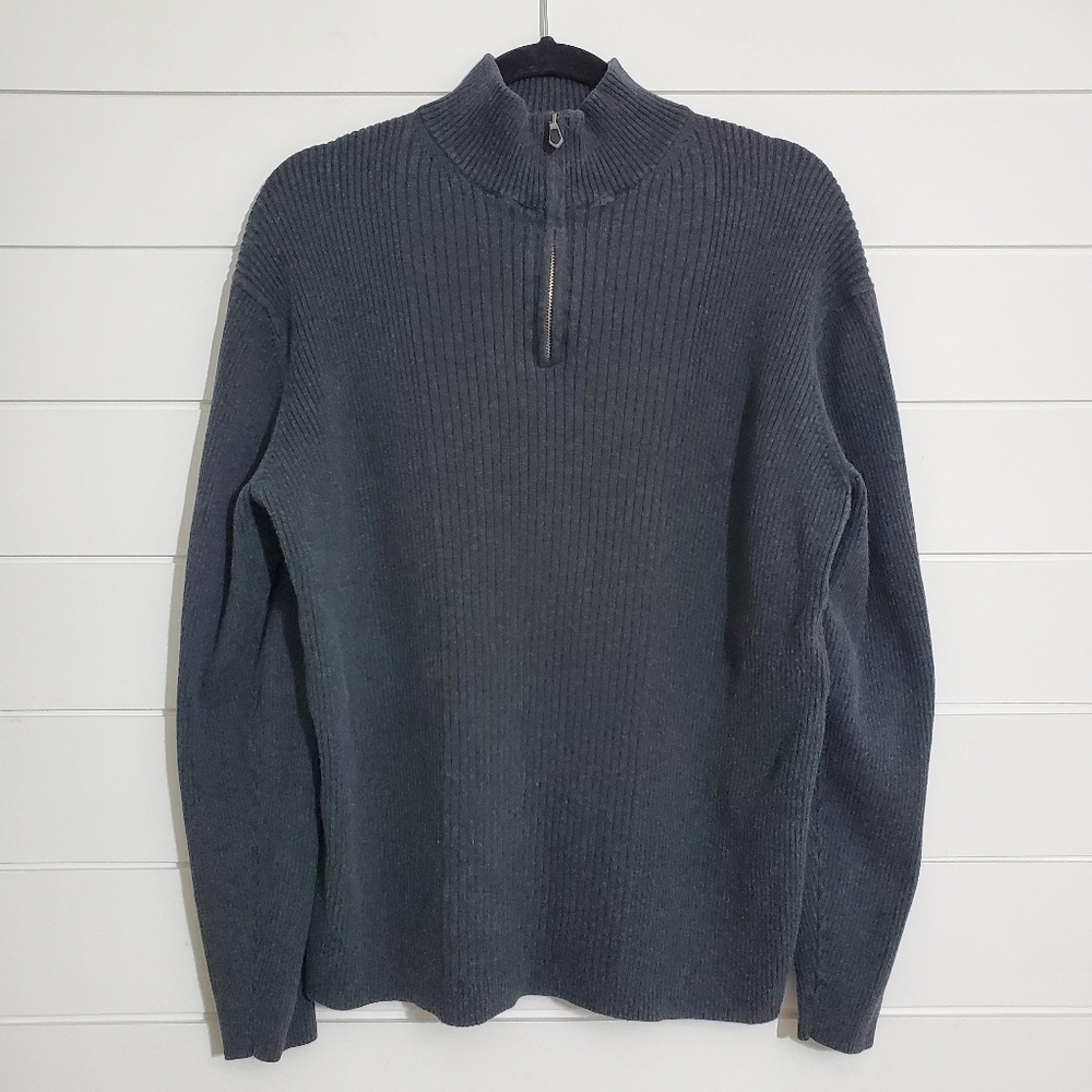 Perry‎ Ellis Men's Quarter Zip 100% Cotton Sweater. Size L